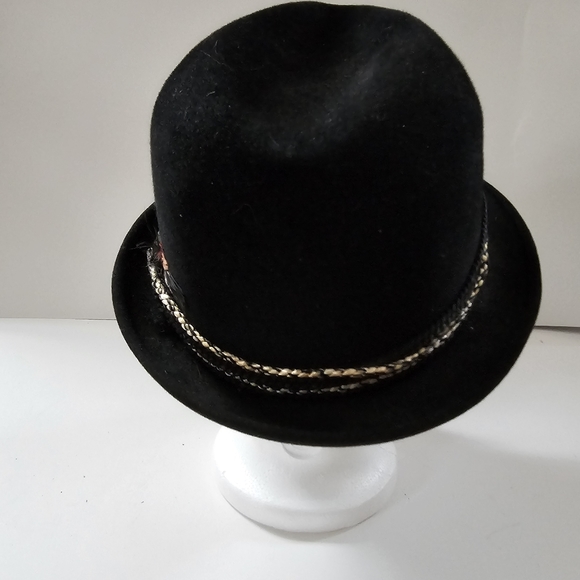 Vintage Mallory felt fedora black hat 1950s-1960s Retro style - Picture 15 of 15